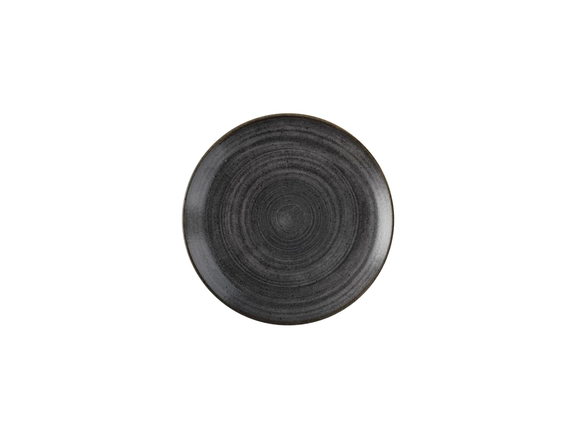 Der Stonecast Raw Black Coupe Teller 26cm von Churchill vereint robustes Porzellan mit stilvoller Ästhetik, ideal für jede Tischdekoration.