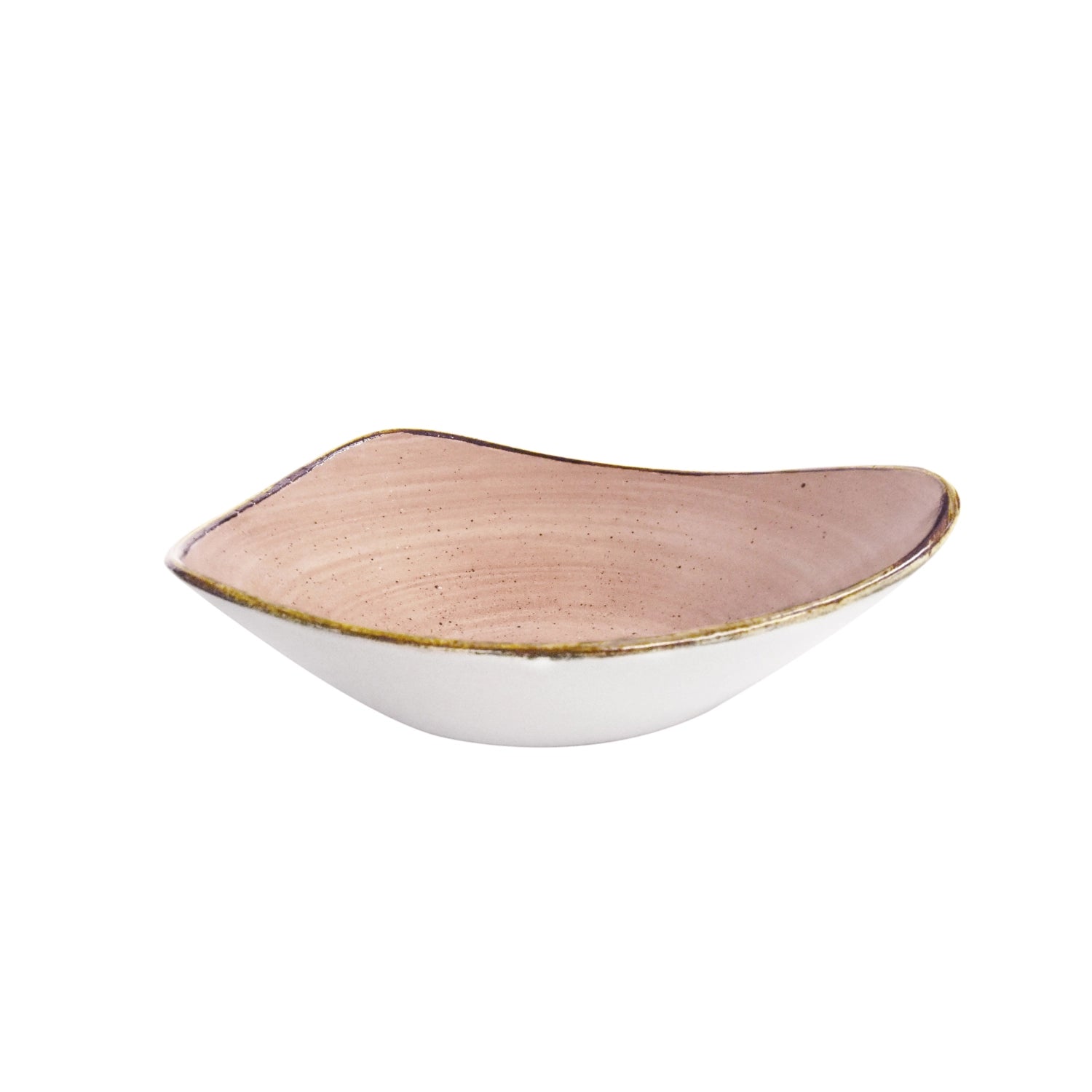 Tiefer, dreieckiger Teller aus Stonecast Raw Terracotta, 23,5 cm, 60 cl, ideal für kreative Anrichte und stilvolle Tischdekoration.