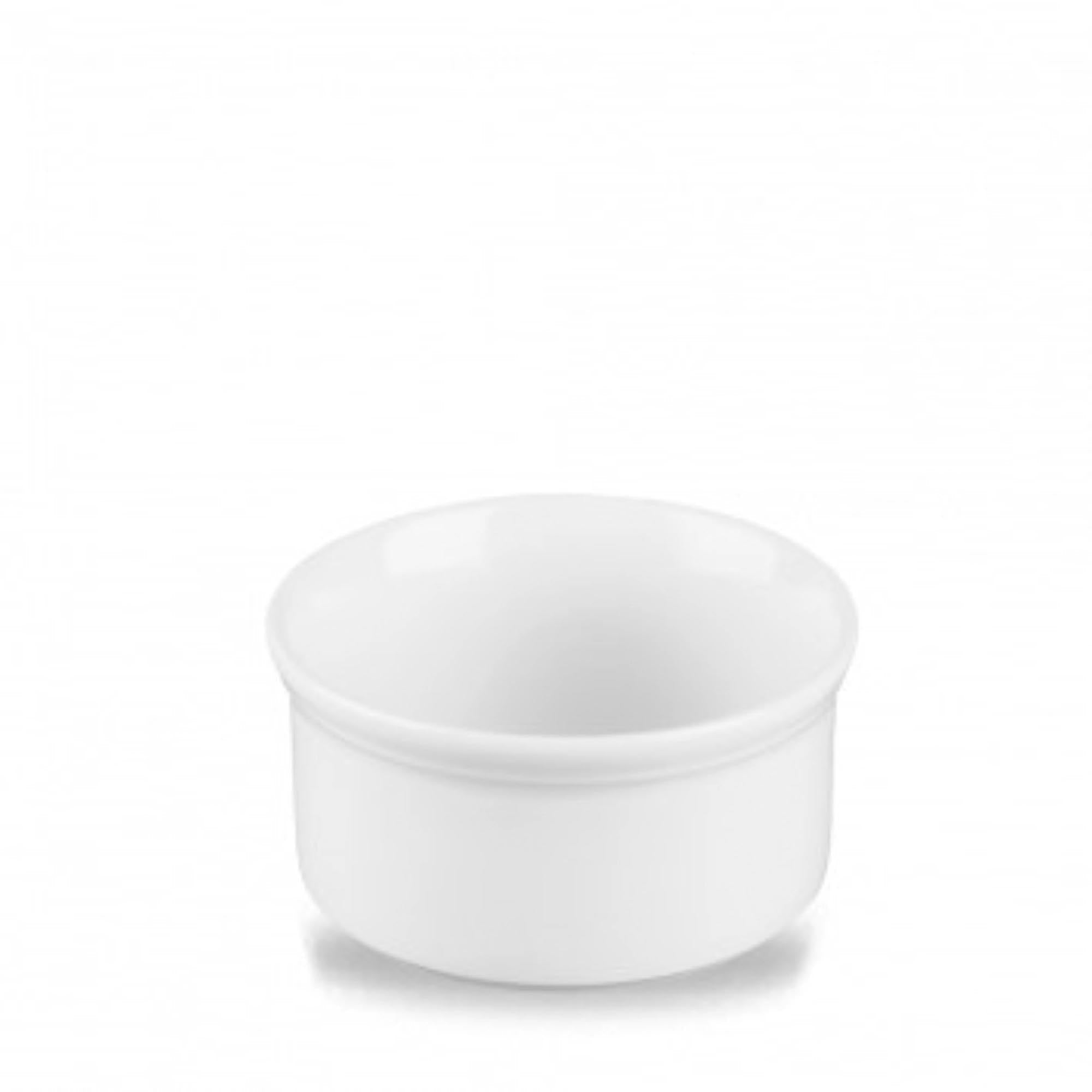 Elegante 10cm Porzellan-Souffleform von Churchill: hitzebeständig, kratzfest, spülmaschinengeeignet, ideal für individuelle Soufflés.