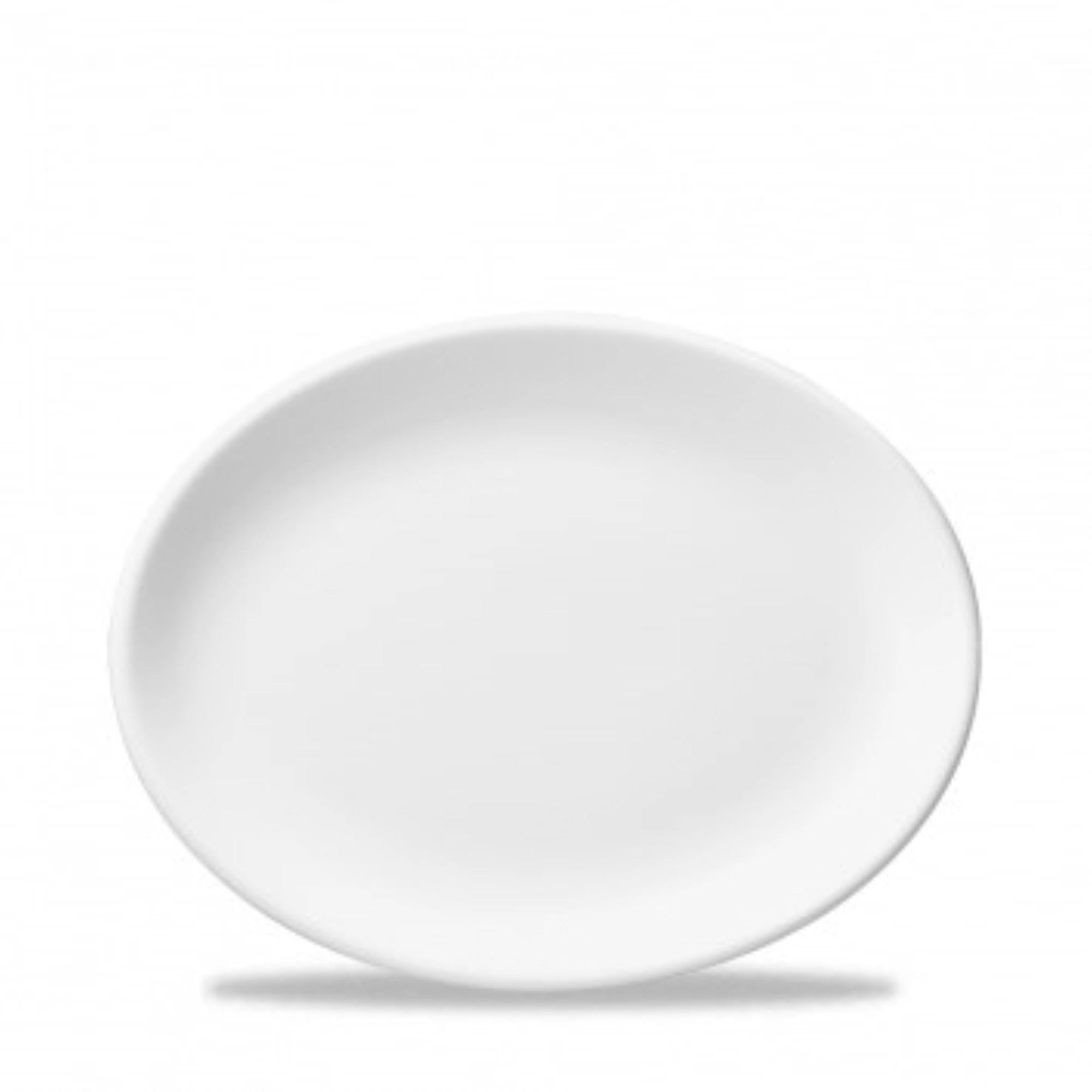 Eleganter, ovaler 30,5 cm Teller aus robustem Porzellan von Churchill, ideal für stilvolle Speisenpräsentation.