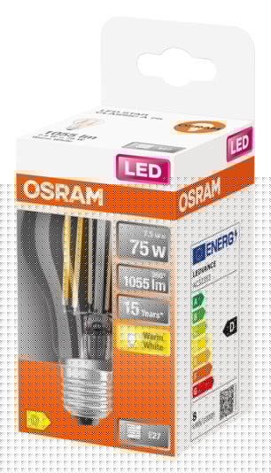 OSRAM LED-Lampe E27, 7.5W, 1055lm, warmweiß, klare Retro-Optik, energieeffizient, ideal für gemütliche Beleuchtung.