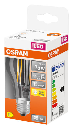 OSRAM LED-Lampe Retrofit Star Classic A E27 7.5W 1055lm clear Warm White