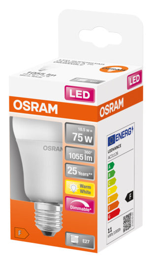 OSRAM LED-Lampe Superstar Classic A E27 10.5W 1055lm frosted Warm White