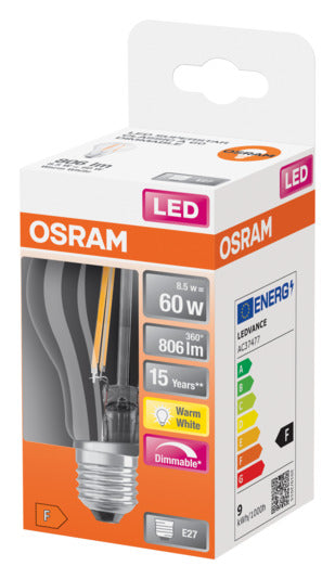 OSRAM LED-Lampe Retrofit Superstar Classic A E27 7.0W 806lm dimmable clear Warm White