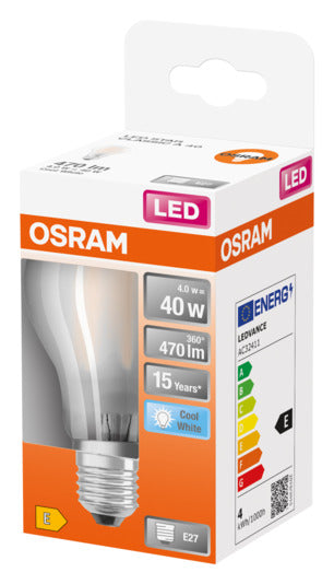 OSRAM LED-Lampe Retrofit Star Classic A E27 4.0W 470lm frosted Cool White