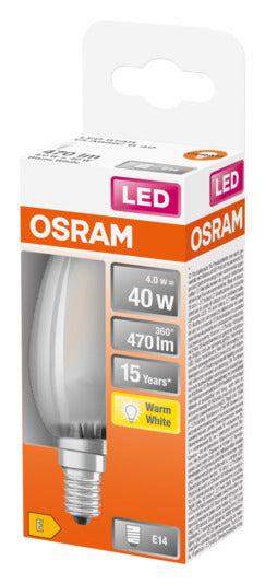 OSRAM LED-Lampe E14, 4W, 470lm, warmweiß, frosted, energiesparend, ideal für gemütliche Beleuchtung in Wohnräumen.
