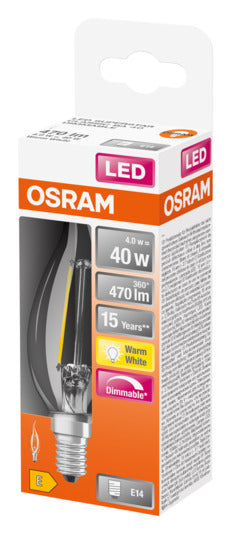 OSRAM LED-Lampe Retrofit Superstar Classic BA E14 5.0W 470lm dimmable clear Warm White