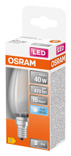 OSRAM LED-Lampe Retrofit Superstar Classic B E14 4.0W 470lm frosted Cool White