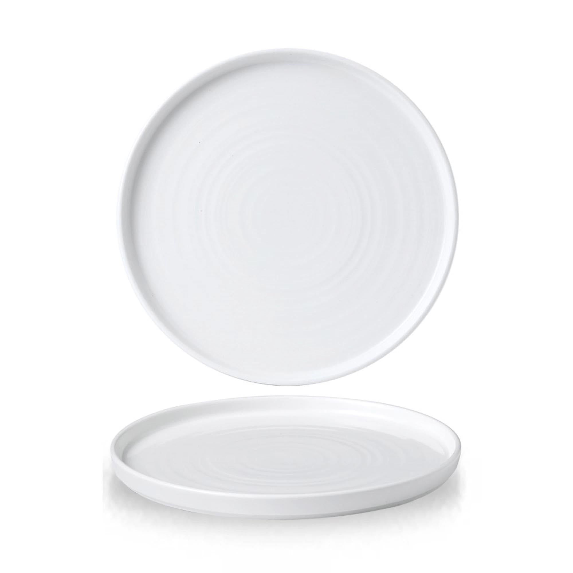 Elegante, flache 26cm Teller aus robustem Porzellan, ideal für stilvolle Präsentationen von Hauptgerichten und Desserts.