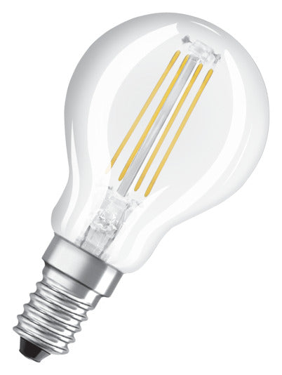 OSRAM LED-Lampe Retrofit Star Classic P E14 4.0W 470lm clear Warm White in  präsentiert im Onlineshop von KAQTU Design AG. Leuchtmittel ist von OSRAM