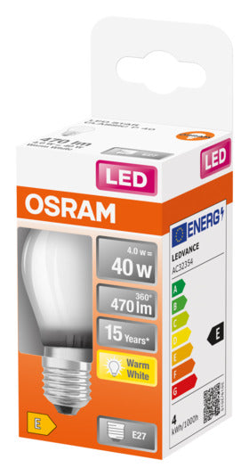 OSRAM LED-Lampe E27, 4W, 470lm, Cool White, frosted, energiesparend, langlebig, ideal für moderne Beleuchtung.