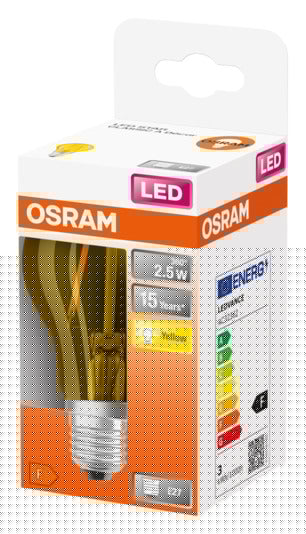 OSRAM LED-Lampe Star Classic A Décor E27, 2.5W, 235lm, klar, gelb, energieeffizient, dekorativ, warmes Licht, ideal für Akzentbeleuchtung.