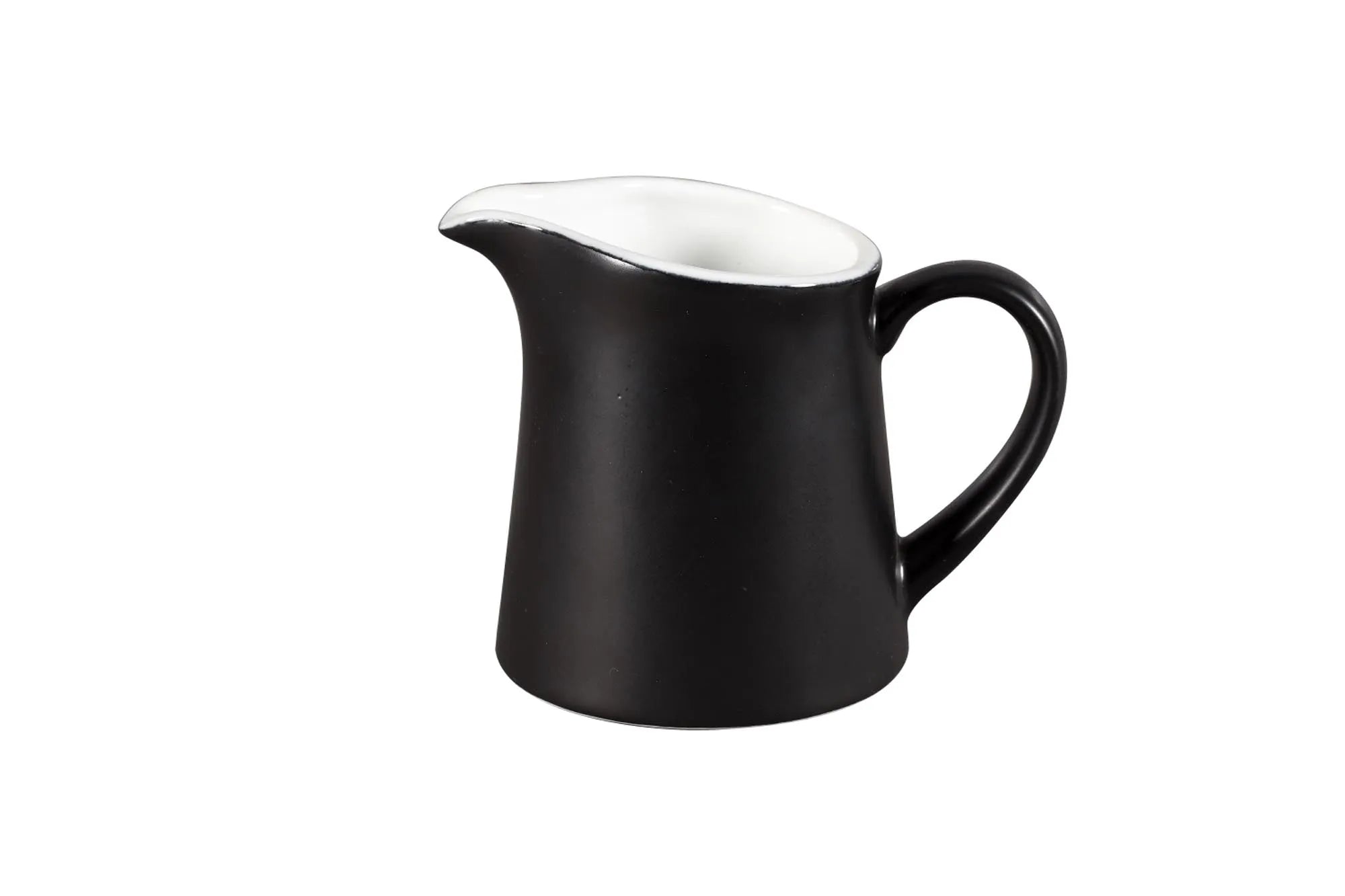 Eleganter 6cl Cremier aus Porzellan, Ash Black Finish, ideal für Saucen. Robust, spülmaschinenfest, zeitloses Design.