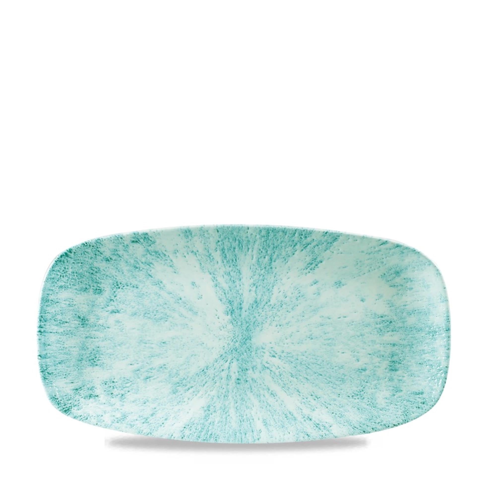 Elegante, aquamarinfarbene Keramikplatte (29.8x15.3cm) von Churchill, kratzfest, spülmaschinen- und mikrowellengeeignet.
