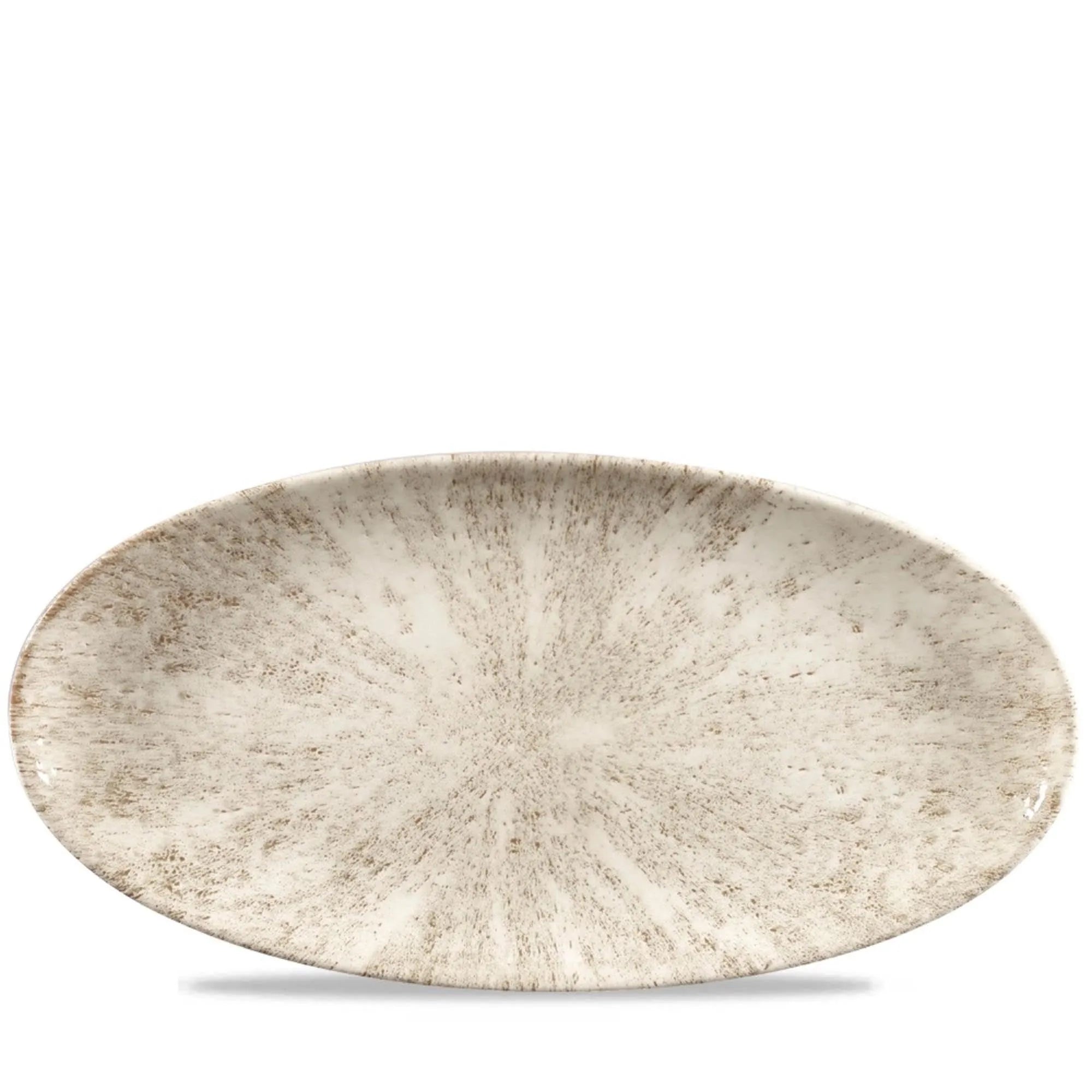 Elegante, ovale Platte (34.7x17.3cm) in edlem Grau, kratzfest, ofen- und mikrowellengeeignet, ideal für stilvolle Speisenpräsentation.