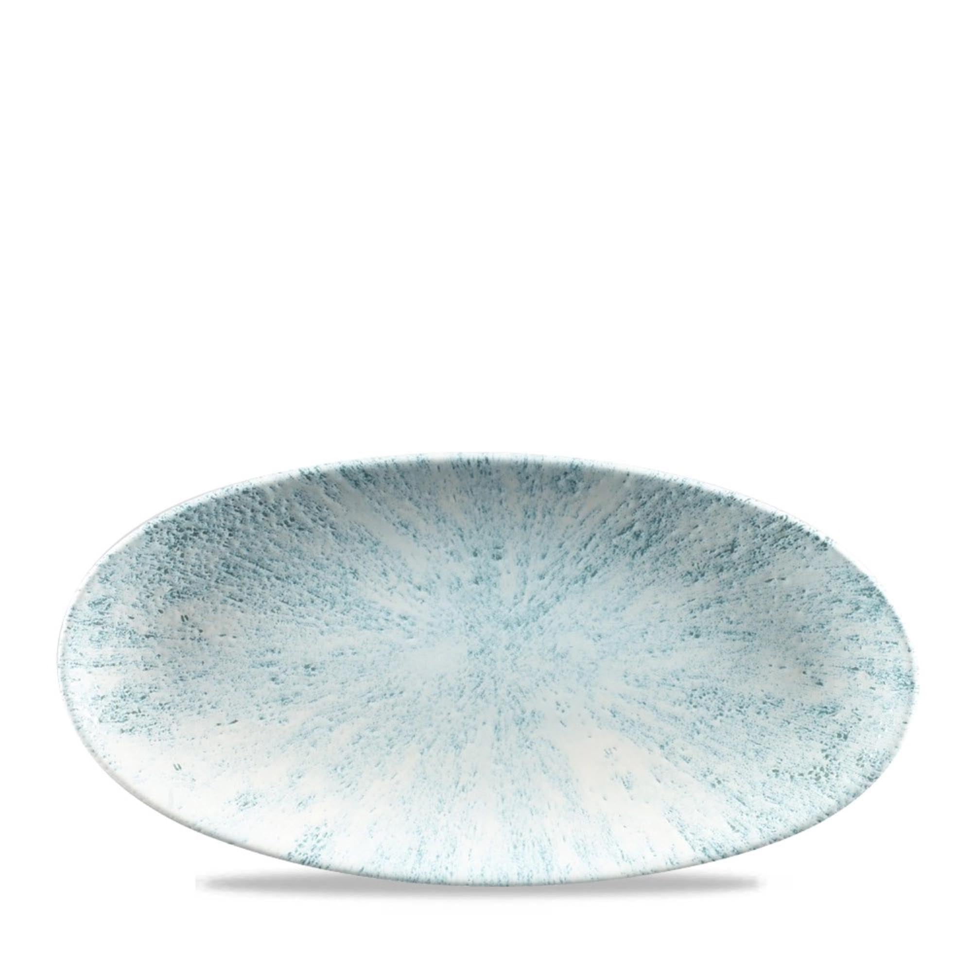 Elegante, ovale Aquamarine-Platte (29.9x15cm) von Churchill: kratzfest, spülmaschinen- und mikrowellengeeignet, ideal für jede Tischdekoration.