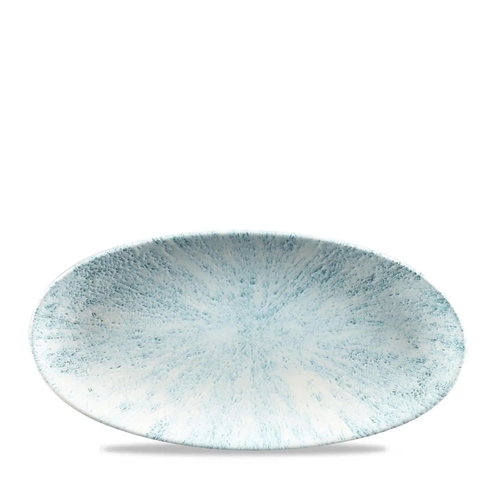 Elegante, ovale Aquamarine-Platte (29.9x15cm) von Churchill: kratzfest, spülmaschinen- und mikrowellengeeignet, ideal für jede Tischdekoration.