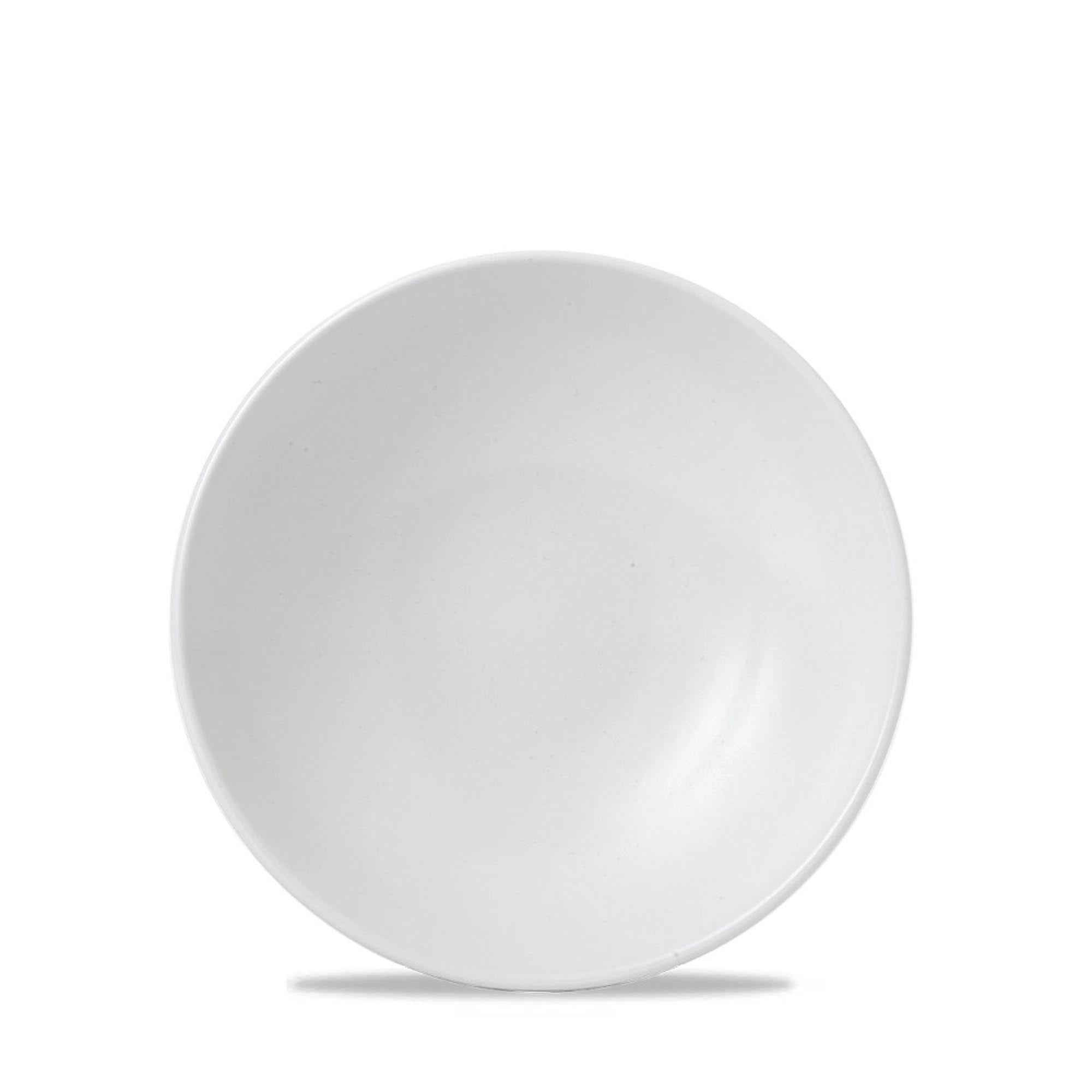 Eleganter, tiefer Porzellanteller (18,2 cm) von Churchill, ideal für Suppen. Robust, spülmaschinenfest, zeitlos weiss.