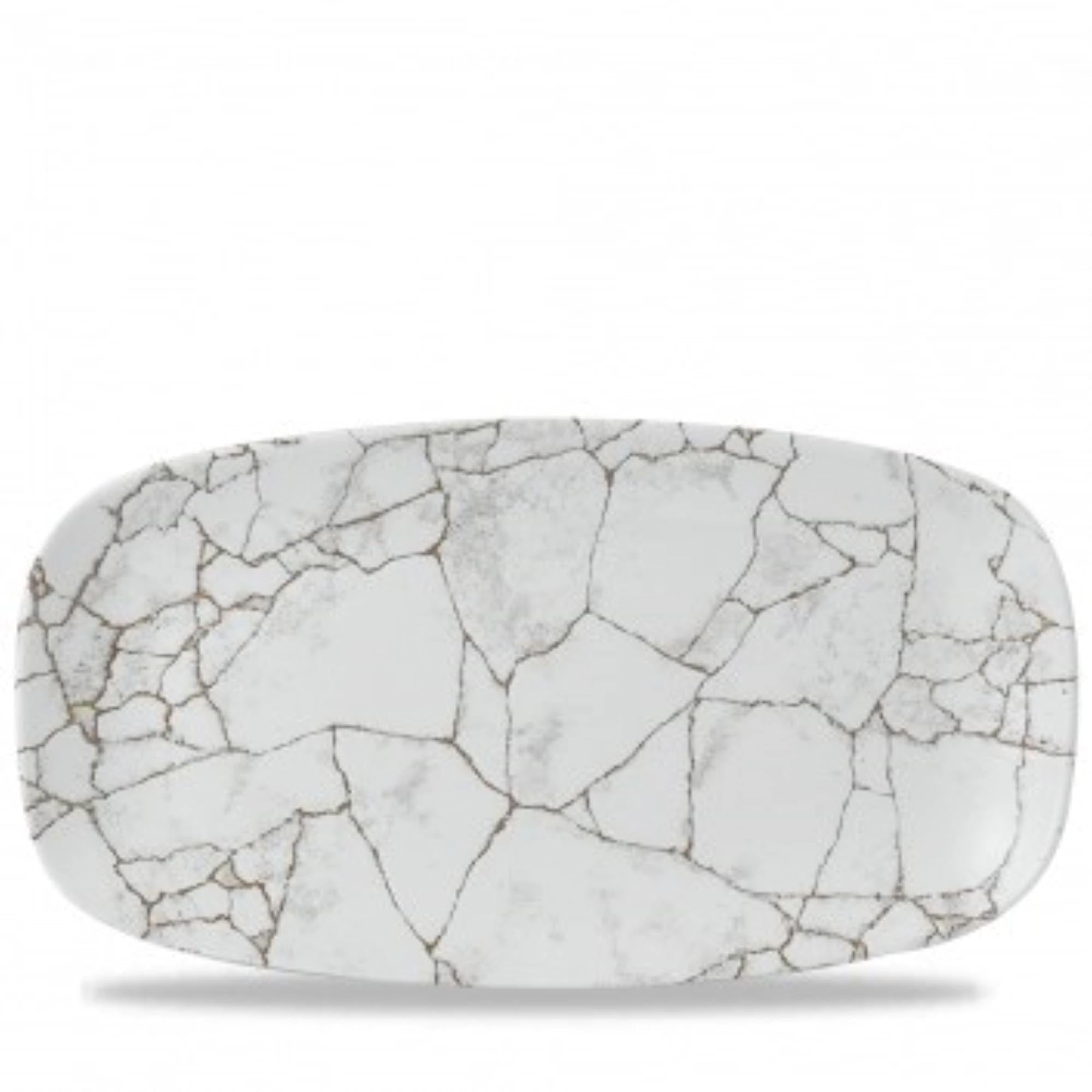 Elegante Kintsugi-Platte in Agate Grey, 35.5x18 cm. Robust, spülmaschinenfest, ideal für stilvolle Präsentationen.