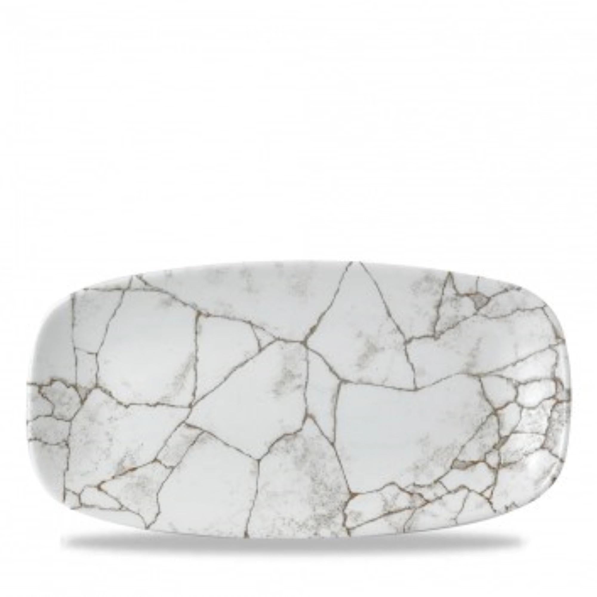 Elegante, langlebige Kintsugi Agate Grey Platte (29.8x15 cm) von Churchill: stilvoll, spülmaschinenfest, ideal für jede Speise.