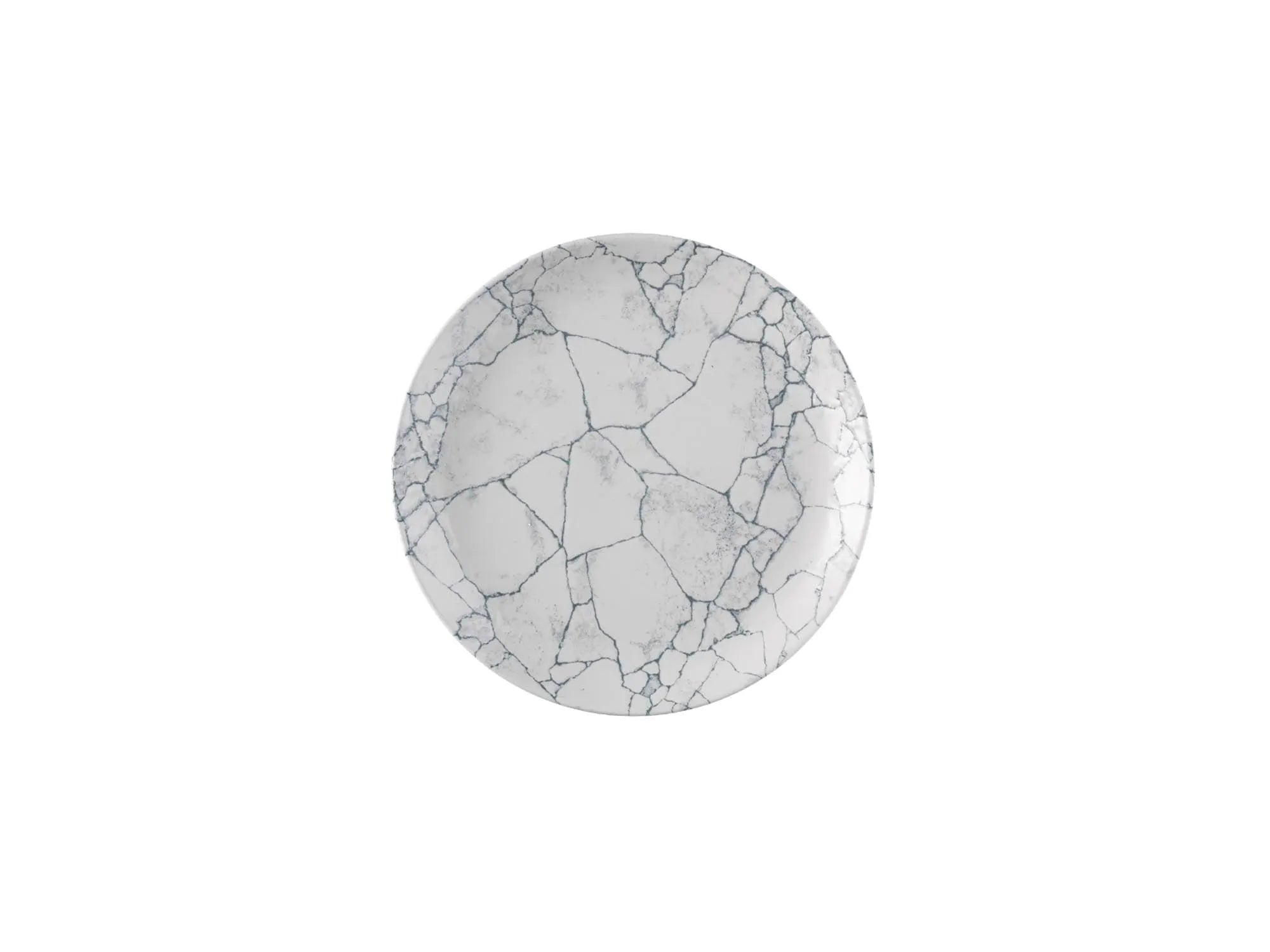 Eleganter S.P. Kintsugi Teller: Perlgrau, langlebiges Porzellan, Kintsugi-Design, vielseitig, mikrowellen- und spülmaschinenfest.