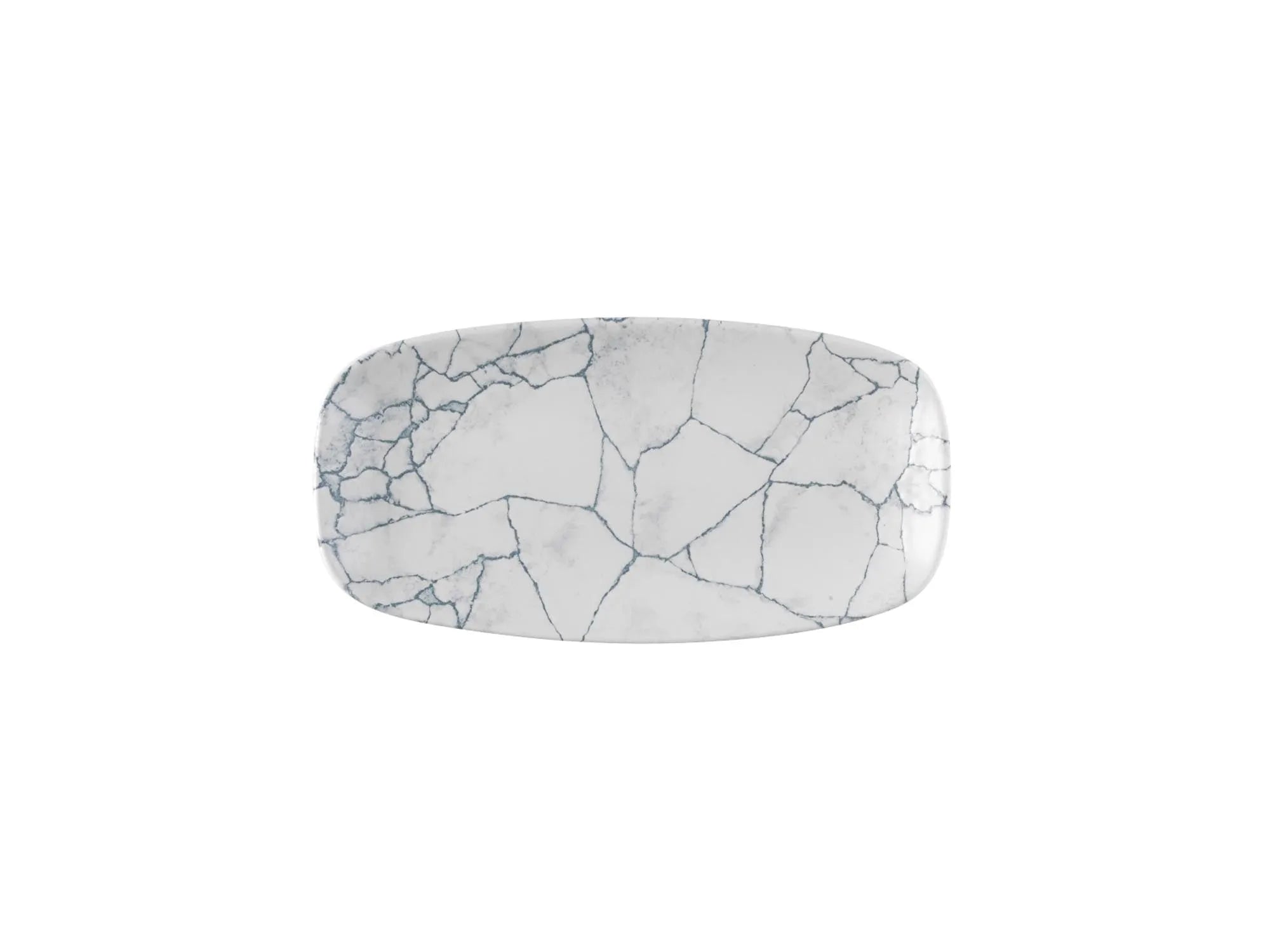 Elegante Kintsugi Pearl Grey Platte von Churchill, 29,8x15,3 cm, aus glasiertem Porzellan, ideal für Vorspeisen, Hauptgerichte, Desserts.
