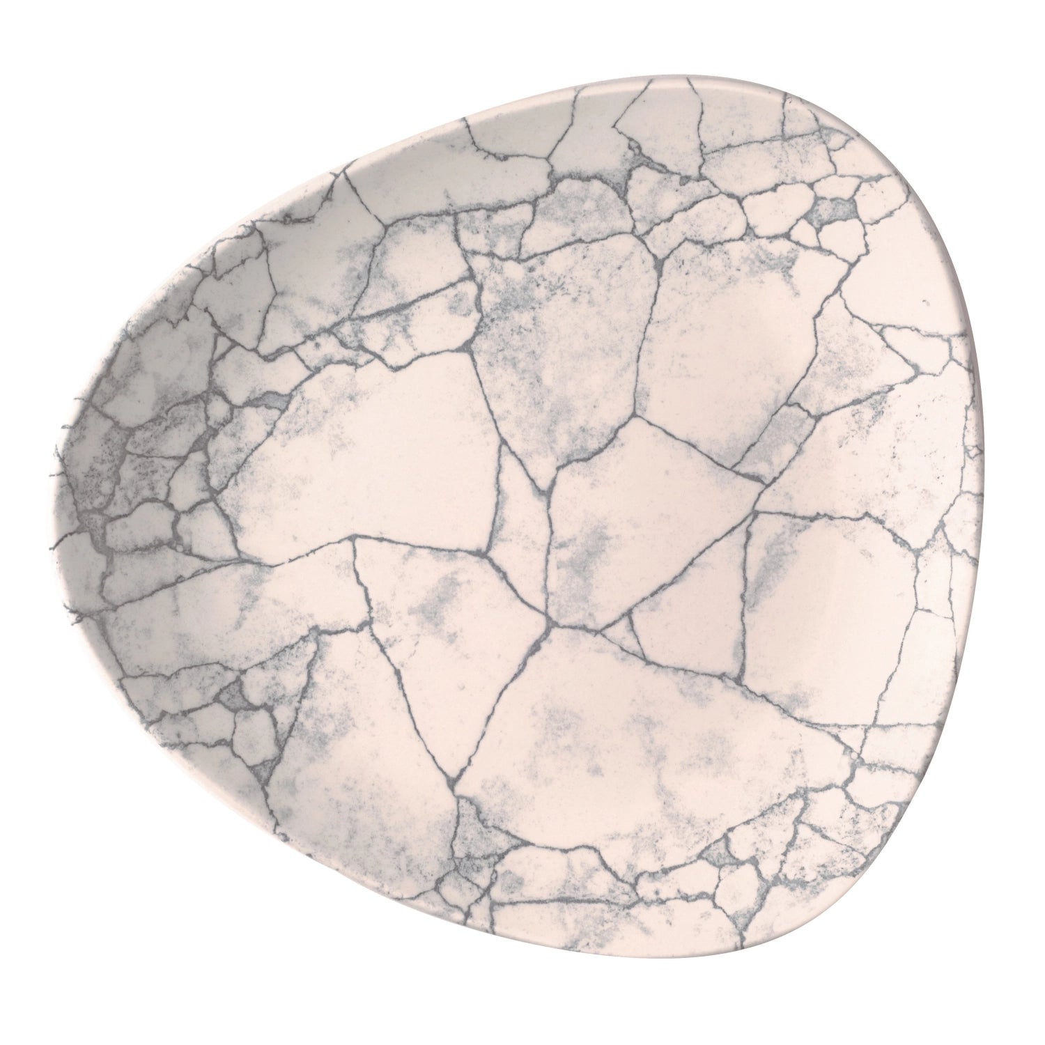 S.PAssiette triangulaire Kintsugi gris perle plate 26,5