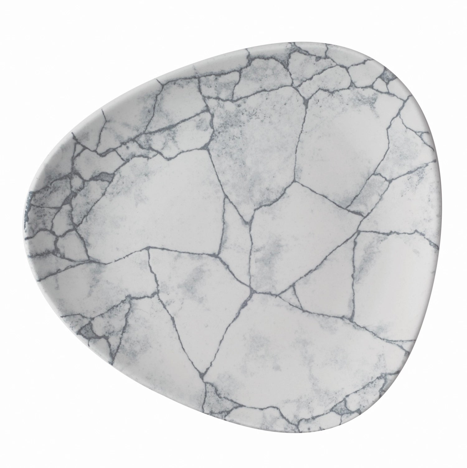 S.PAssiette triangulaire Kintsugi gris perle plate 19,2