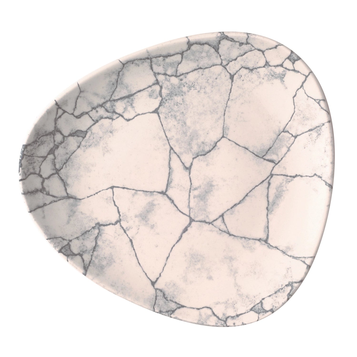 S.PAssiette triangulaire plate Kintsugi gris perle 22,9