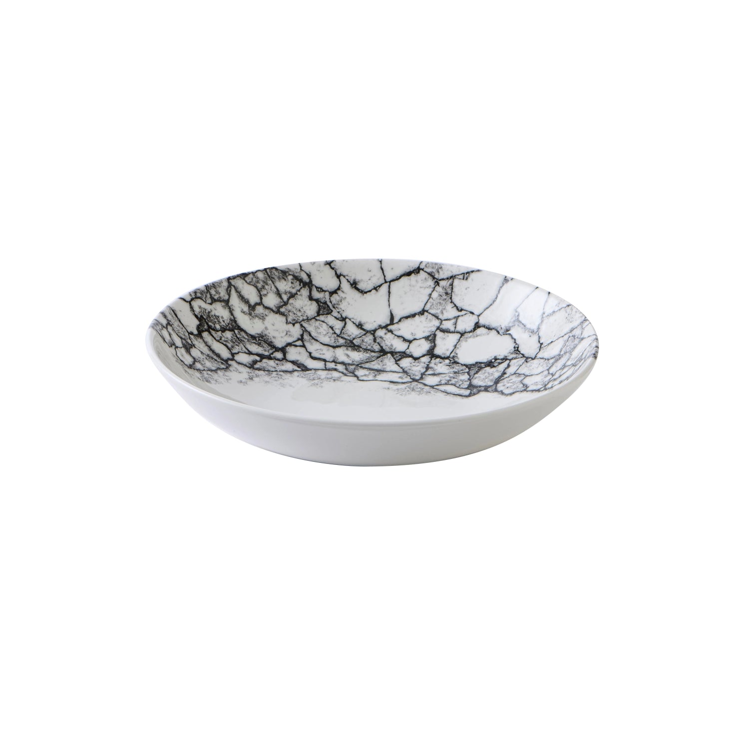Eleganter, tiefen Coupe Teller in Schwarz mit Kintsugi-Design, ideal für exquisite Tischdekoration und besondere Anlässe.