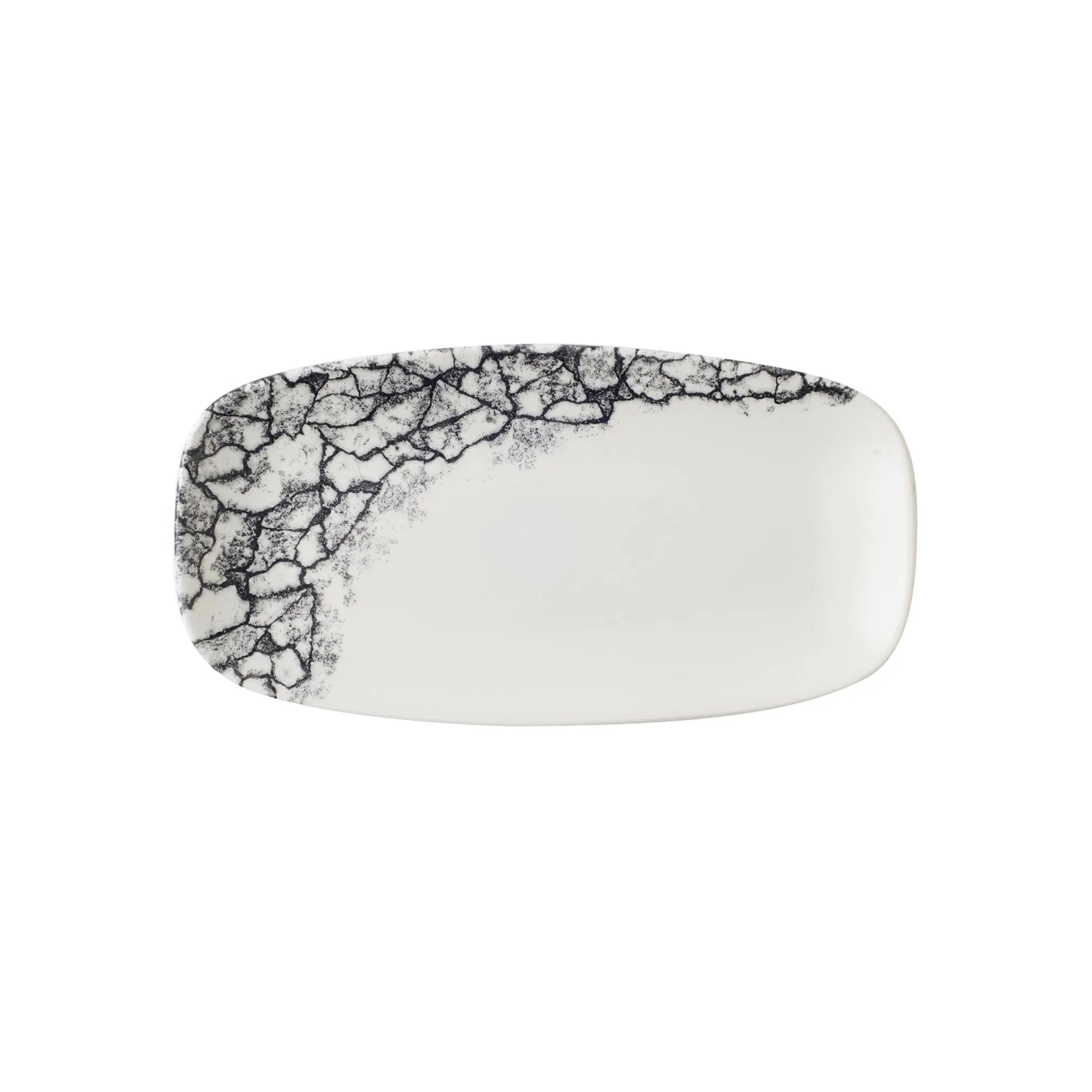 Elegante Porzellanplatte 29.8x15.3 cm, inspiriert von Kintsugi, ideal für stilvolle Präsentationen. Langlebig, hitzebeständig, leicht zu reinigen.