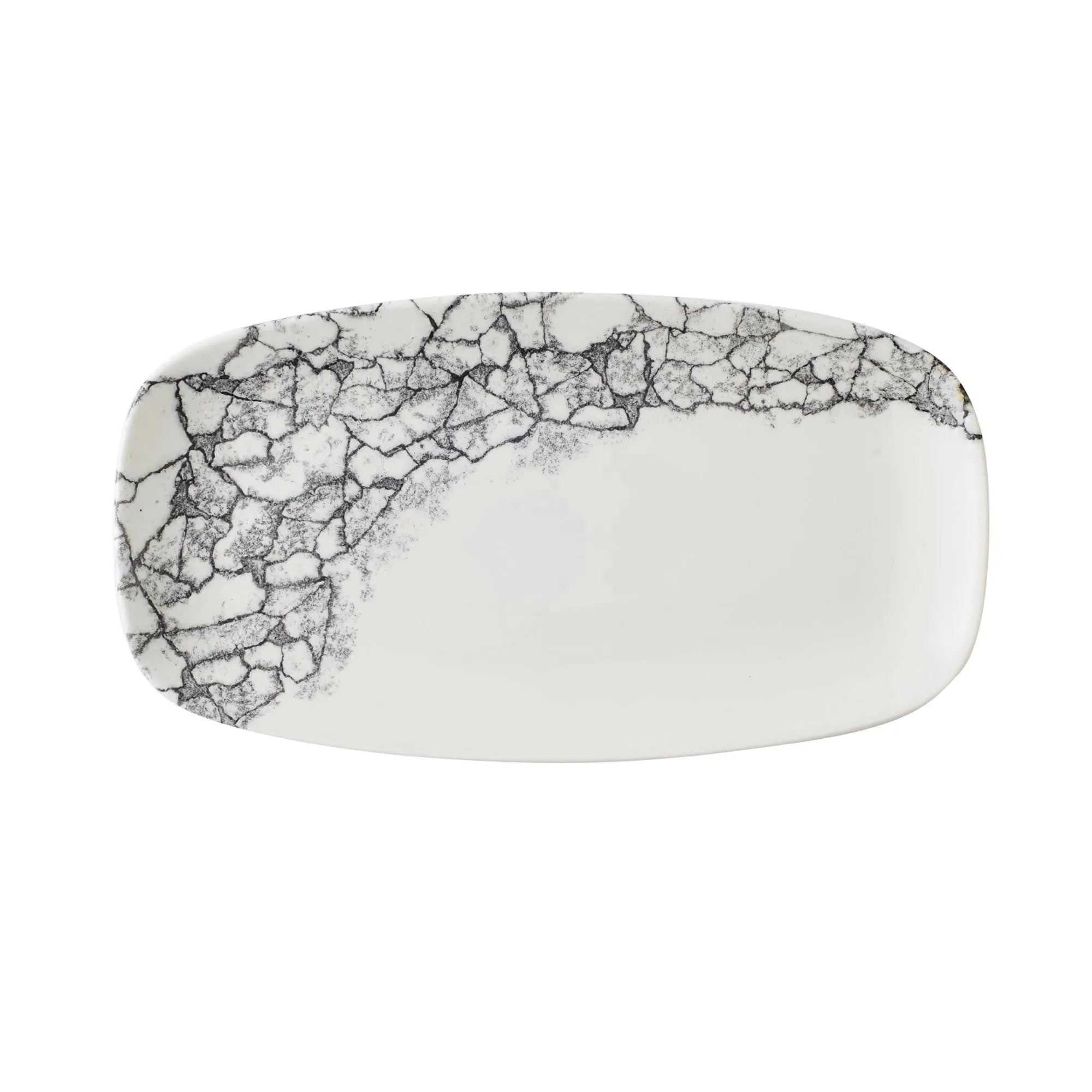 Elegante Porzellanplatte (25.5x18.5 cm) aus der Kintsugi Accents Kollektion, langlebig, mikrowellen- und spülmaschinenfest.