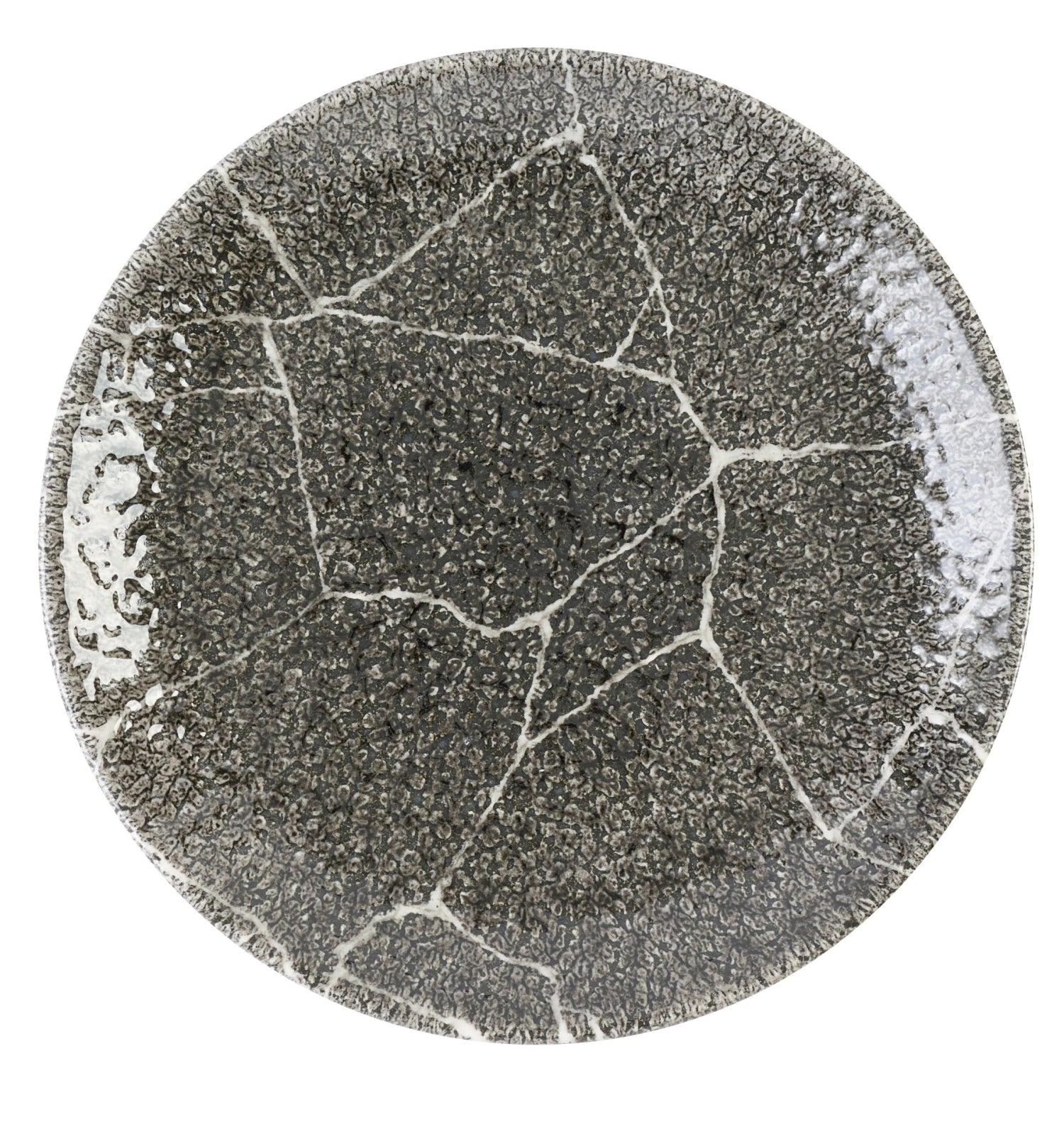 S.PAssiette plate Kintsugi Reverse Quartz noire, 16,5 cm