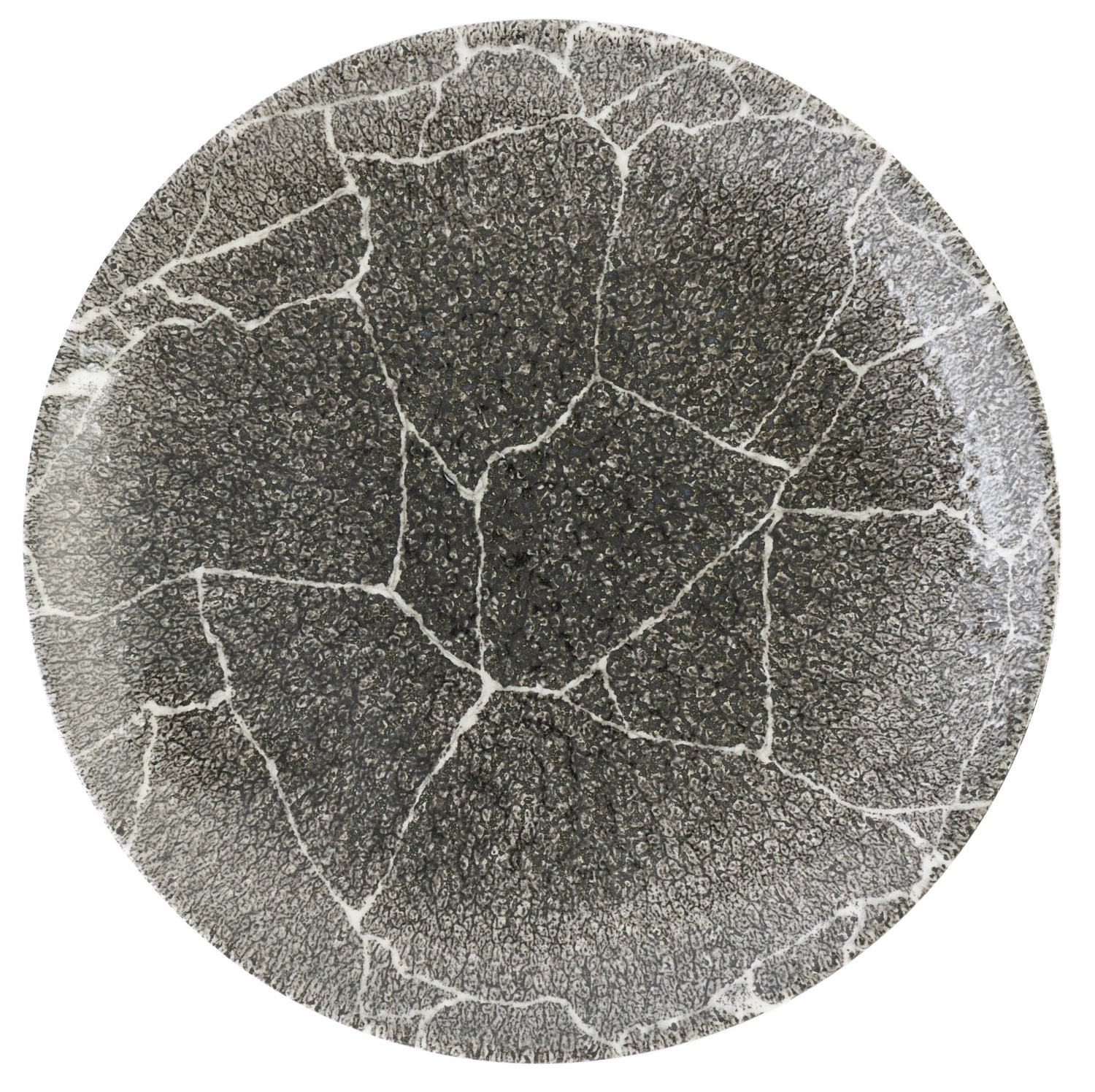 S.PAssiette plate Kintsugi Reverse Quartz noire, 21,7 cm