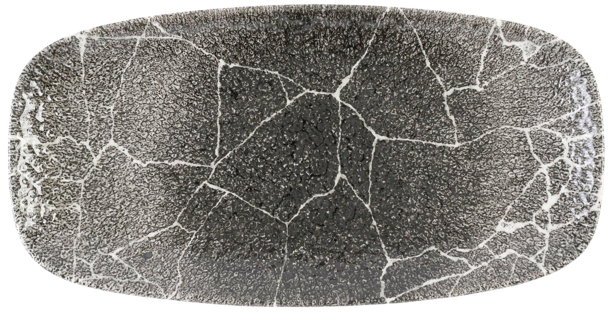 S.P. Kintsugi Reverse Quartz Black Chefs Plate 29.8X15.3cm