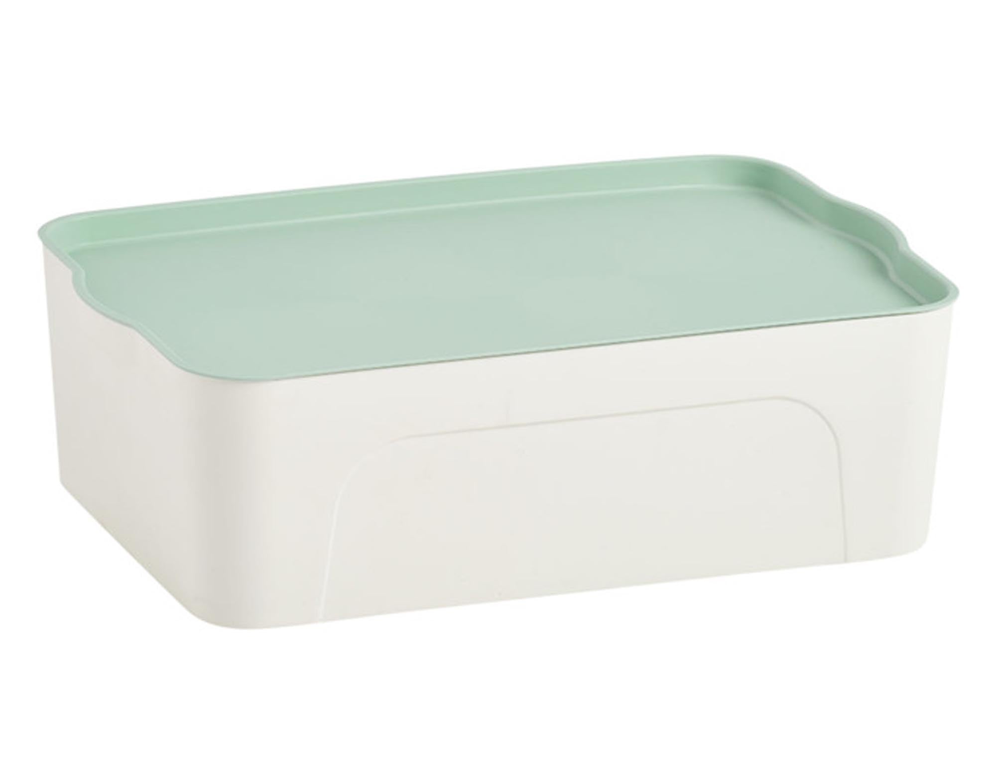 ZELLER Aufbewahrungsbox mit Deckel Kunststoff weiss mint 44.5x30x14 cm