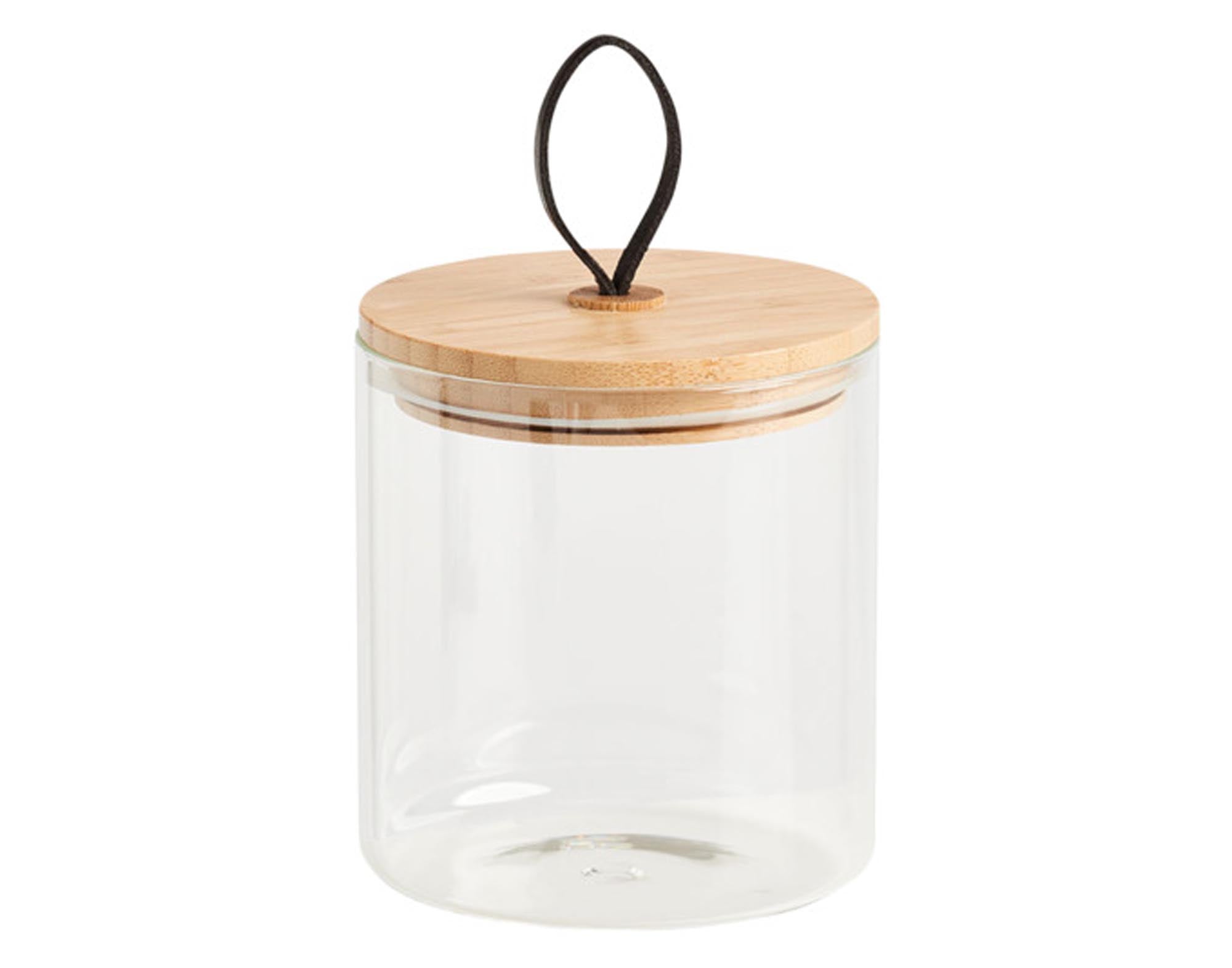 Vorratsglas 0,88 l mit Bambusdeckel und Henkel von ZELLER PRESENT: stilvoll, luftdicht, umweltfreundlich, ideal für Trockenwaren.