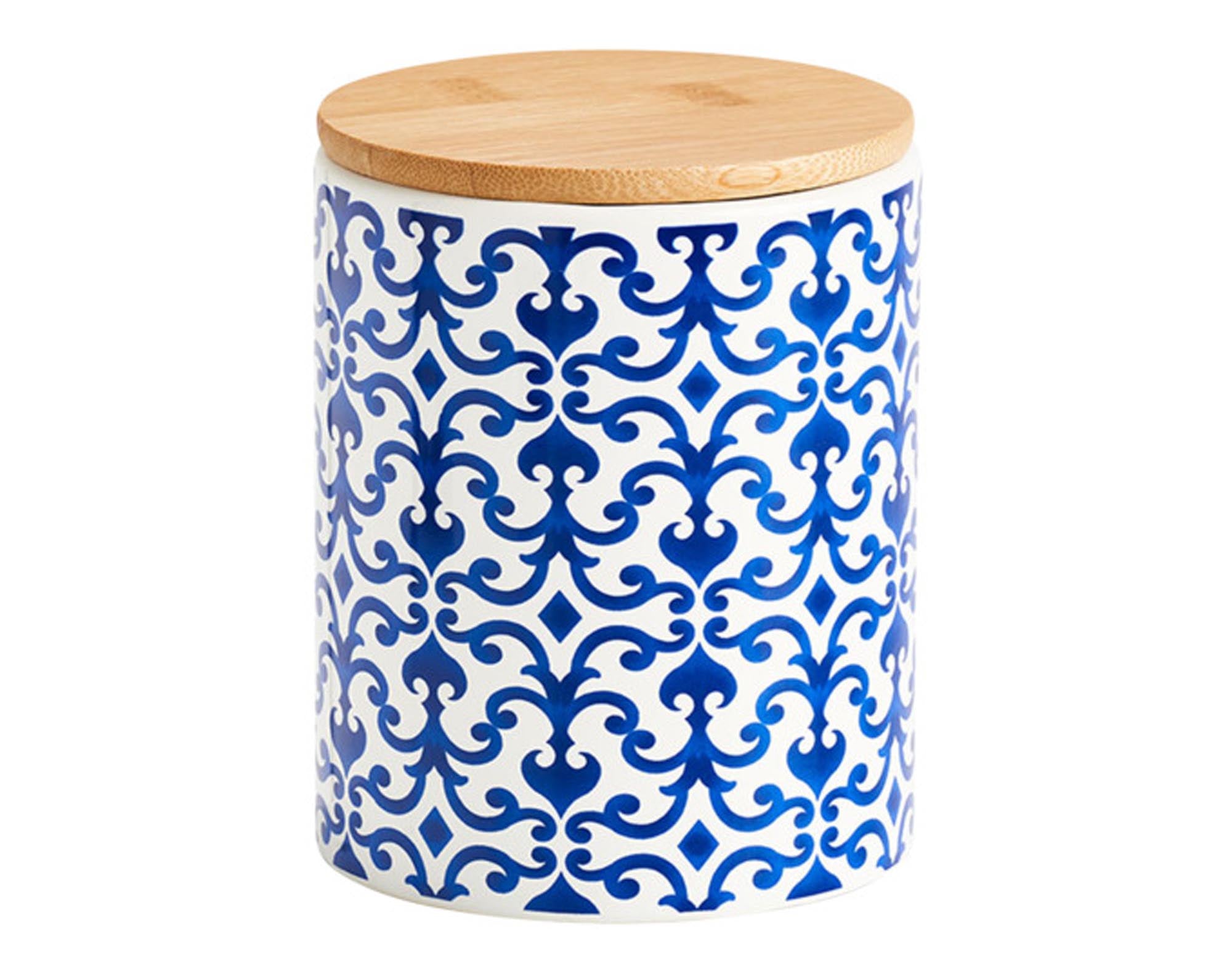 ZELLER storage jar Morocco ceramic blue <tc>weis</tc>s 12.2x9.5cm