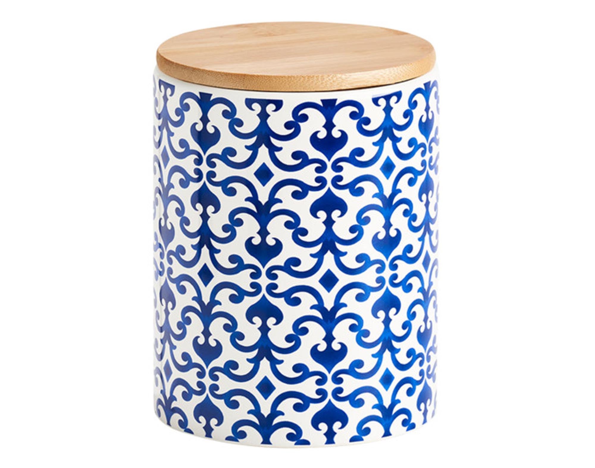ZELLER storage jar Morocco ceramic blue <tc>weis</tc>s 15.3x11cm