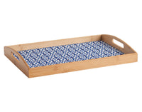 ZELLER plateau Maroc bambou blanc bleu 44x30x5,5 cm