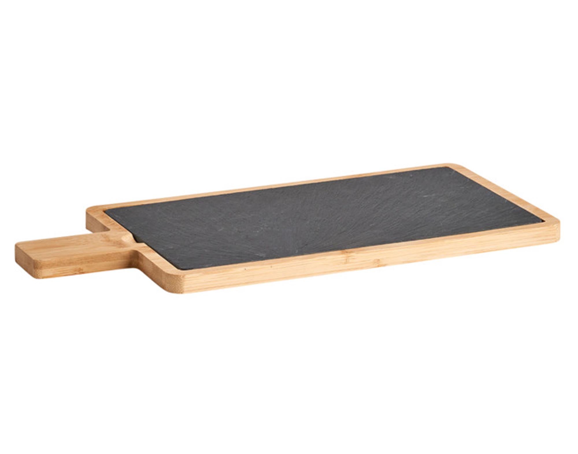 Elegantes Schneidbrett aus Bambus und Schiefer, 40x19 cm, von ZELLER PRESENT. Robust, hygienisch, ideal zum Schneiden und Servieren.