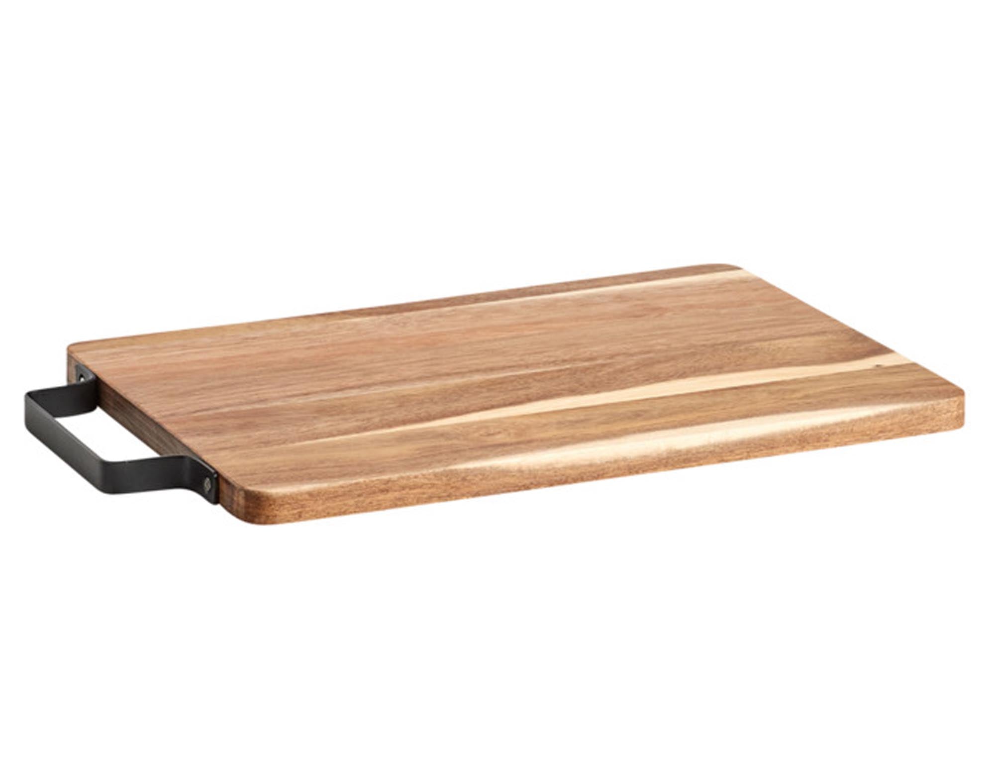 Elegantes Akazienholz-Schneidbrett (33x23 cm) mit Metallgriff von ZELLER PRESENT – robust, antibakteriell, ideal zum Schneiden & Servieren.