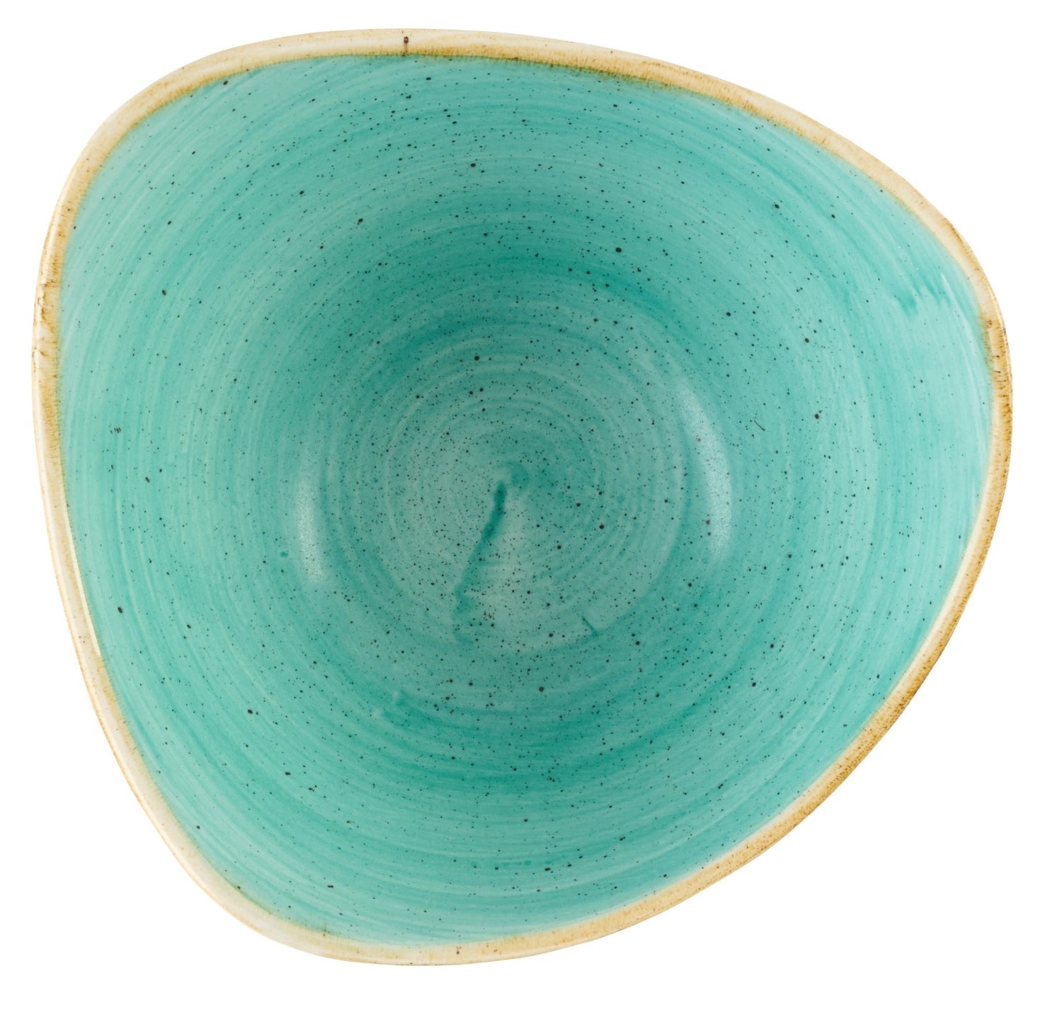 Elegante, dreieckige Schüssel in sanftem Mint, aus kratzfestem Porzellan. Ideal für Salate, Snacks und Desserts. Spülmaschinengeeignet.