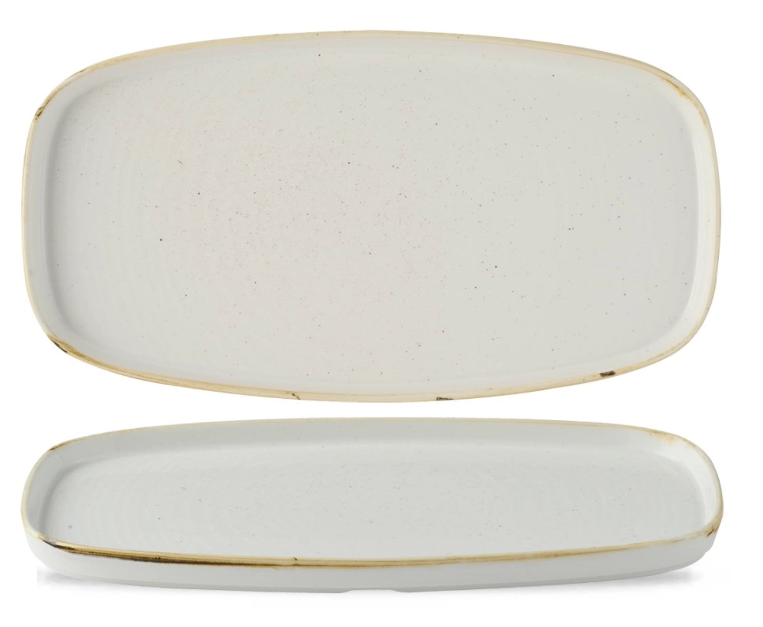 Elegante Stonecast Platte in Barley Weiss, 30x15,4 cm, robustes Porzellan, ideal für stilvolle Präsentationen in Gastronomie.