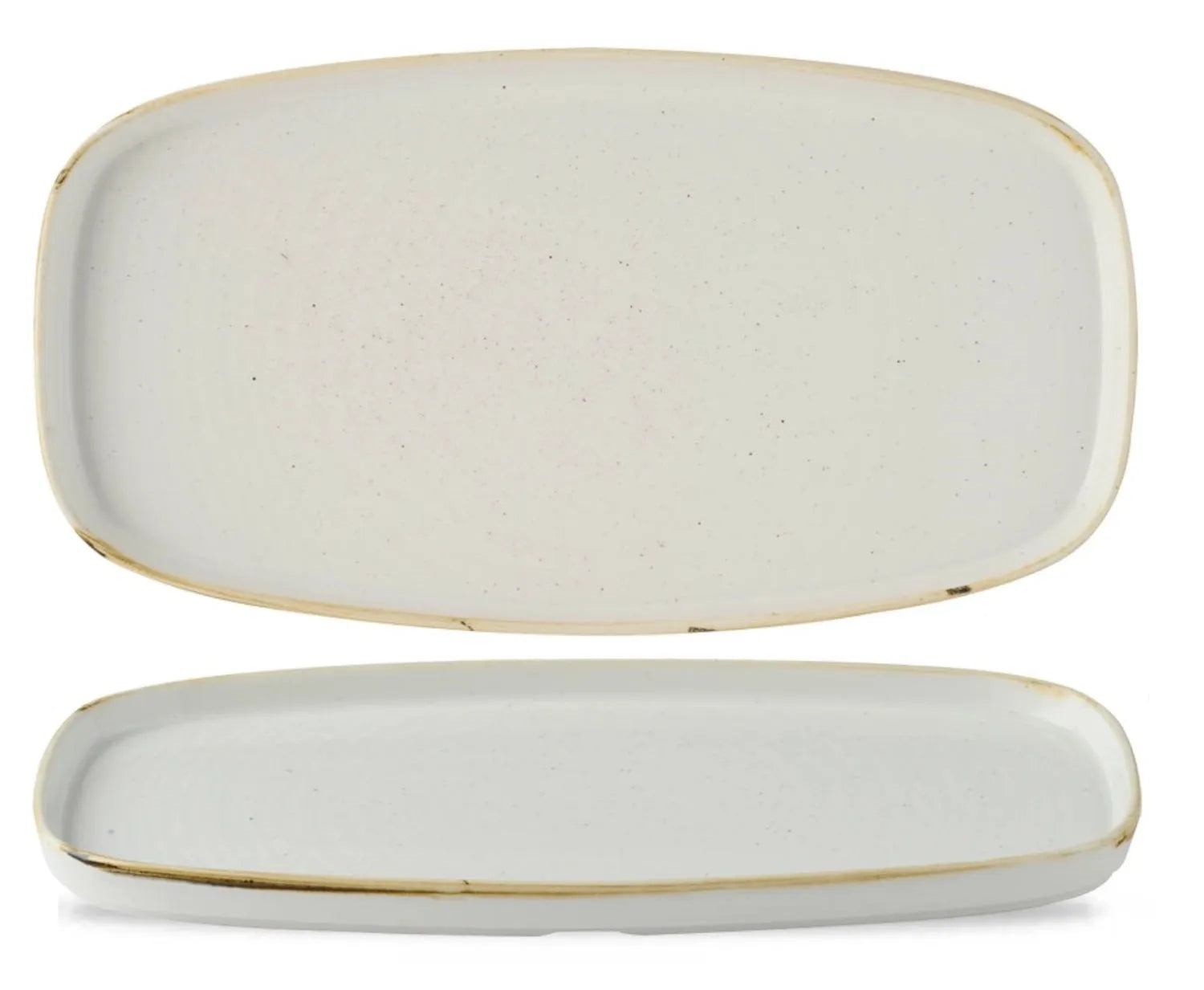 Elegante Stonecast Platte in Barley Weiss, 30x15,4 cm, robustes Porzellan, ideal für stilvolle Präsentationen in Gastronomie.