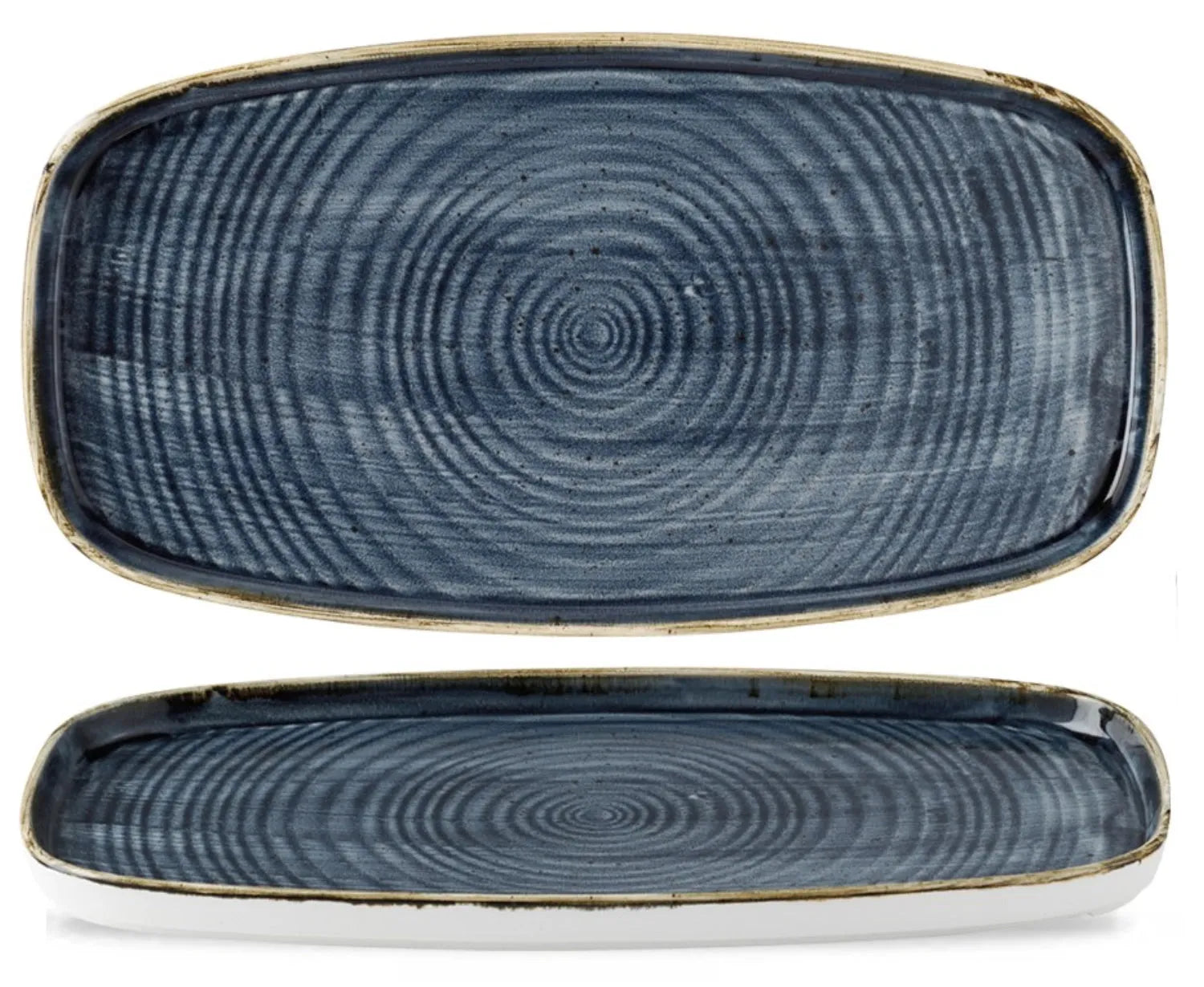 Elegante Stonecast Platte in Blueberry, 30x15,4 cm. Hochwertiges Porzellan, kratzfest, ideal für kreative Präsentationen.