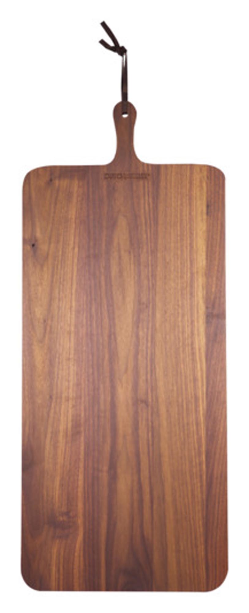 Elegantes Walnussholz-Schneidbrett 34x70 cm von DUTCHDELUXES: robust, stilvoll, ideal für Küche und Servieren.