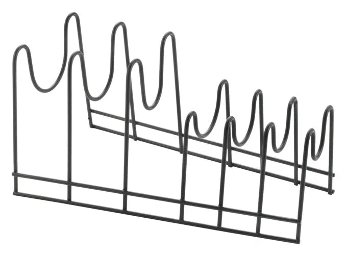 Praktischer METALTEX Deckelhalter Lido in Schwarz, bietet Platz für 6 Deckel, ideal für Ordnung in der Küche.