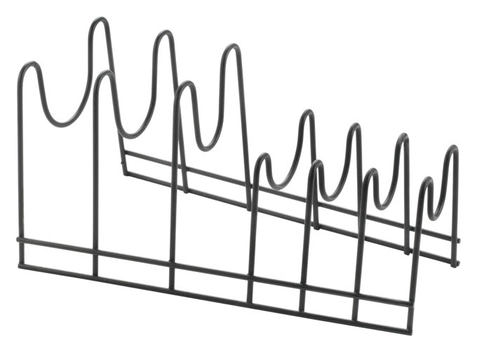 Praktischer METALTEX Deckelhalter Lido in Schwarz, bietet Platz für 6 Deckel, ideal für Ordnung in der Küche.