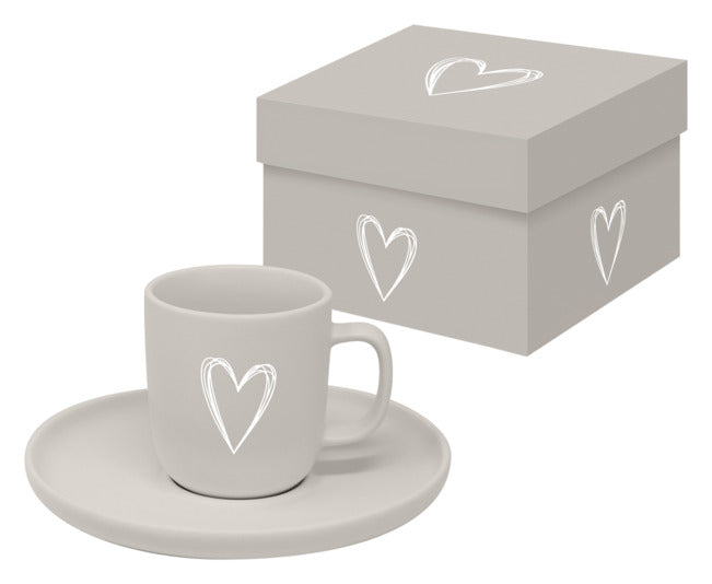 Espressotasse mit Untertasse Matte Heart taupe in  präsentiert im Onlineshop von KAQTU Design AG. Espressotassen ist von PPD
